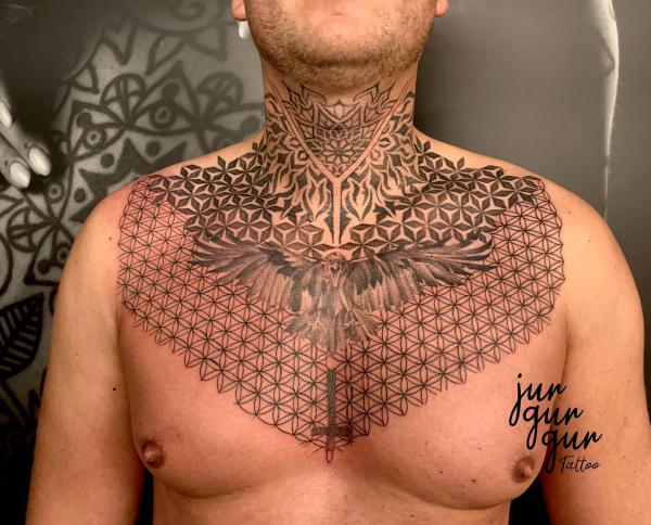 Eagle on flower of life