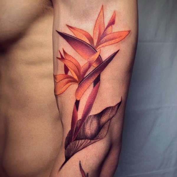 Fall bird of paradise tattoo
