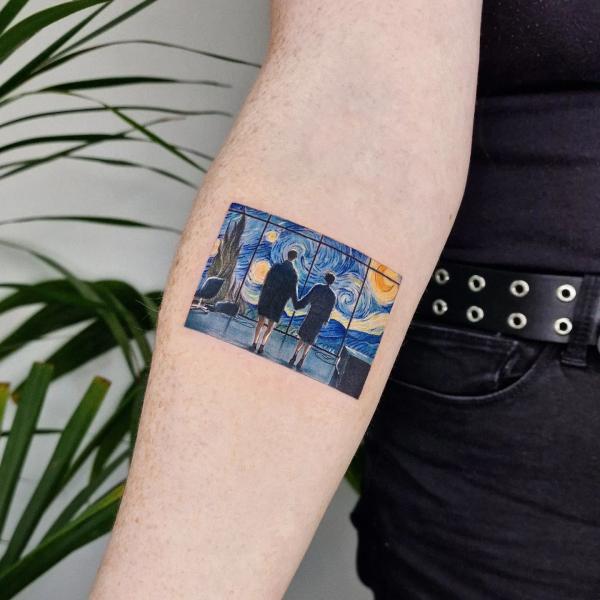 Fight Club Final Scene before Starry night background