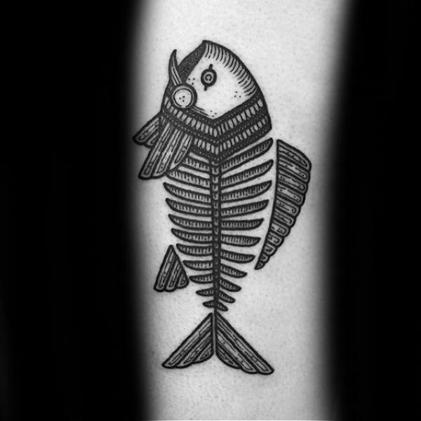Fish skeleton tattoo
