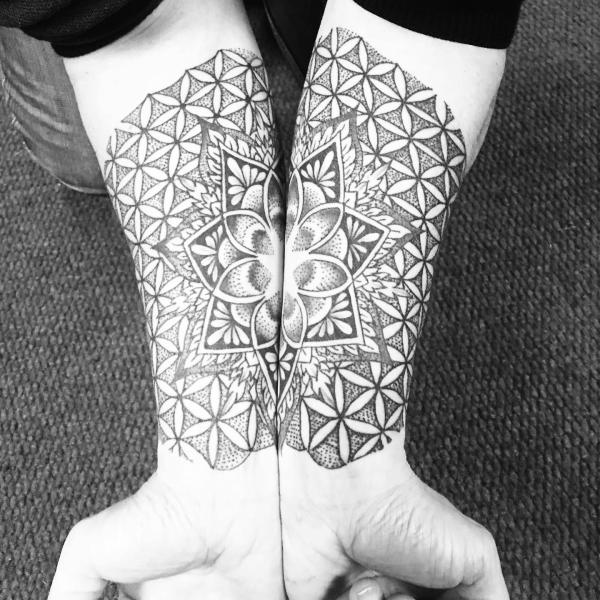 Flower of life matching tattoos