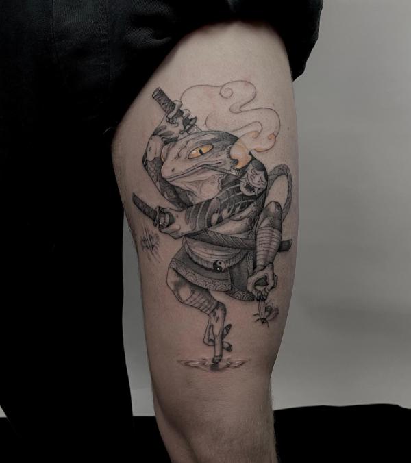 Frog samurai tattoo