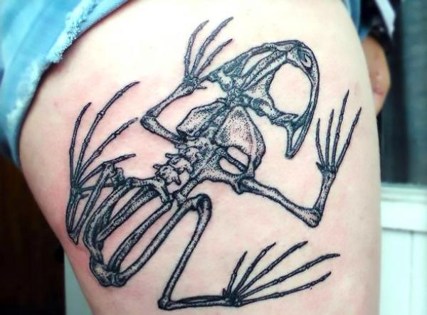Frog skeleton tattoo