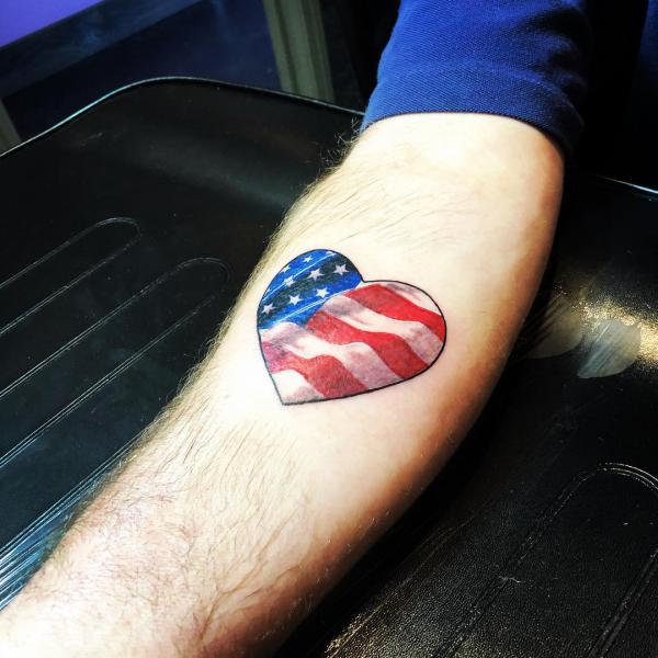 Heart American flag tattoo