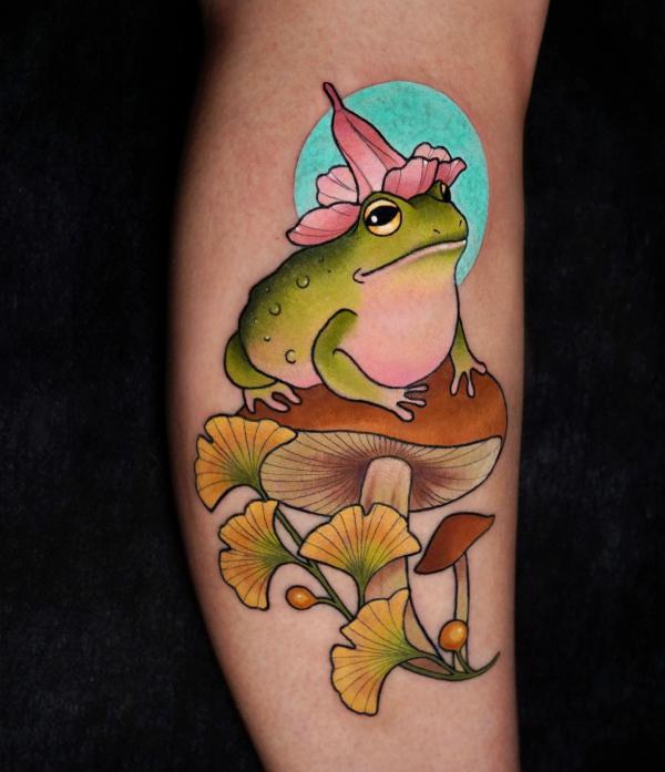 tylerdavis:frog-warrior-traditional-traditional-tattoo-american-traditional -american-traditional-tattoo-japanese-japanese-tattoo-color-tattoo-frog-bold