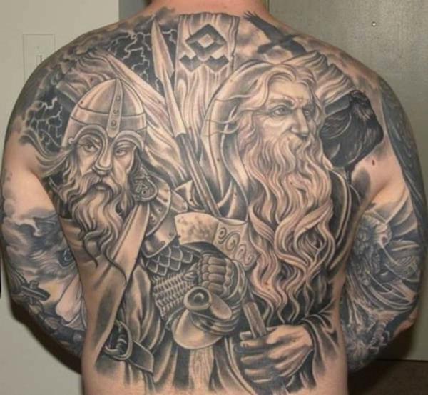 Odin and thor back tattoo