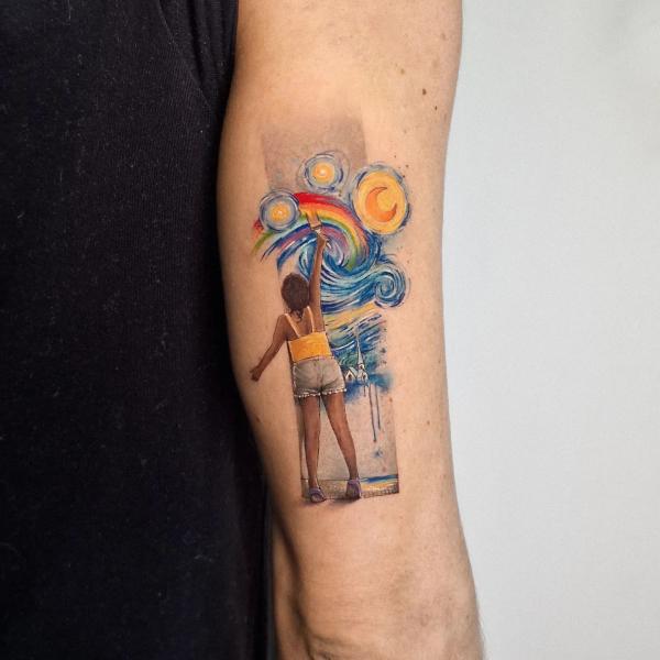 Painting rainbow and Starry night