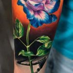 Realistic pink and blue rose