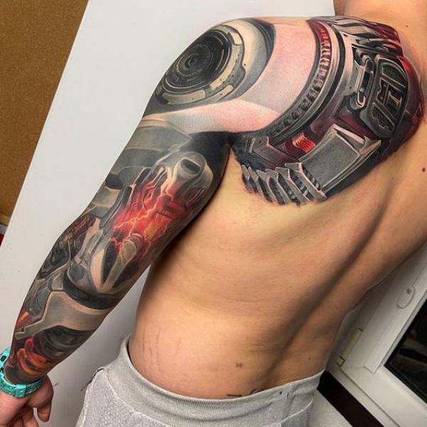 Club Xclusive - Artist - Bhagyaraj Barua Mechanical Tattoo done recently.  Thanks for looking. #tattoo #tat #inked #bnginksociety #blacwork #3d  #3dtattoo #3dtattoos #guwahati #tattooartist #tattooideas #tattooist #man # machine #tattooing #assam ...