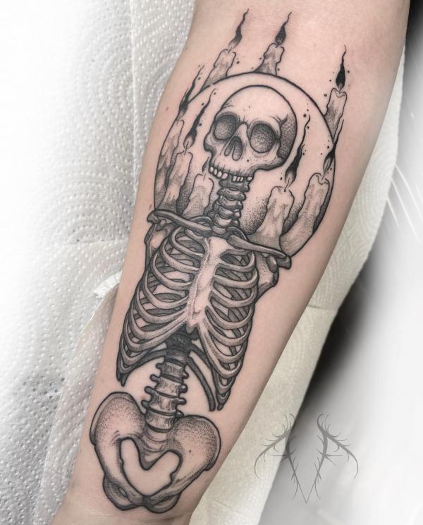 Skeleton and candles