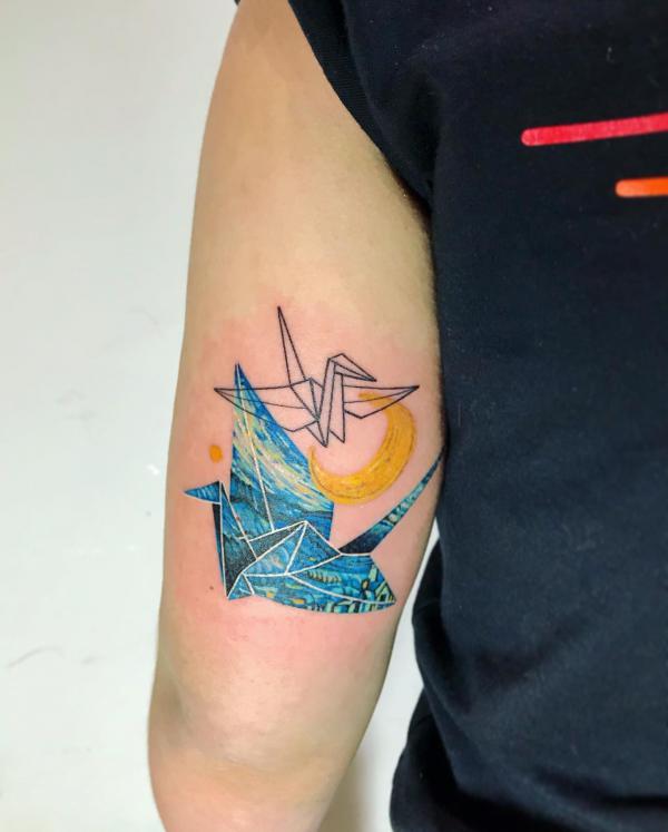 Starry night Origami bird