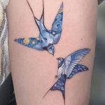 Starry night swallow tattoo