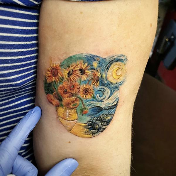 Sunflowers and Starry night