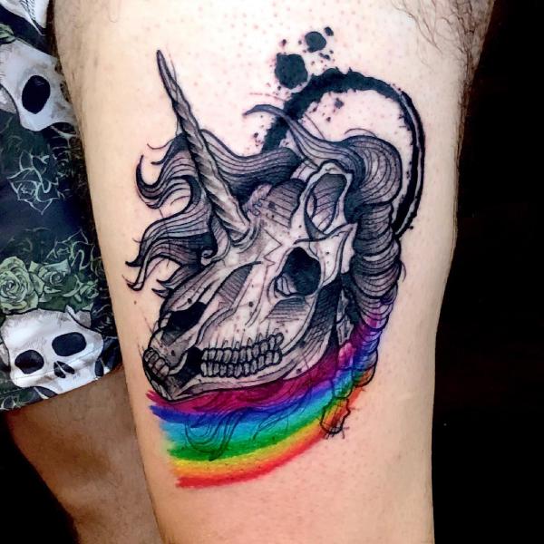 Unicorn skull tattoo