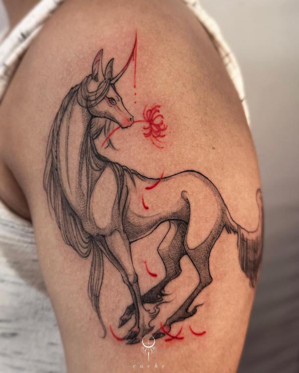 Unicorn with a spider lily