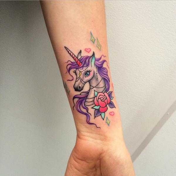 Unicorn wrist tattoo