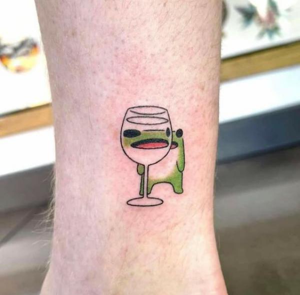 Wine glass and frog