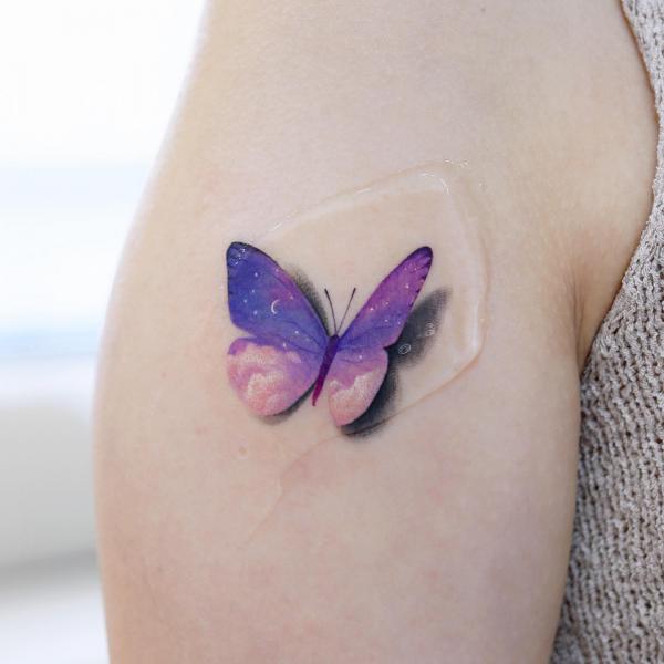 3D galaxy butterfly tattoo