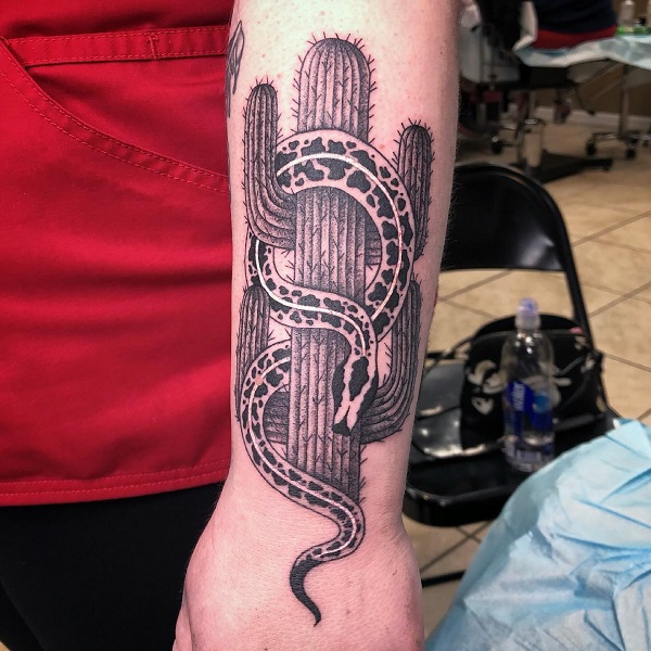 Cactus and Snake Tattoo