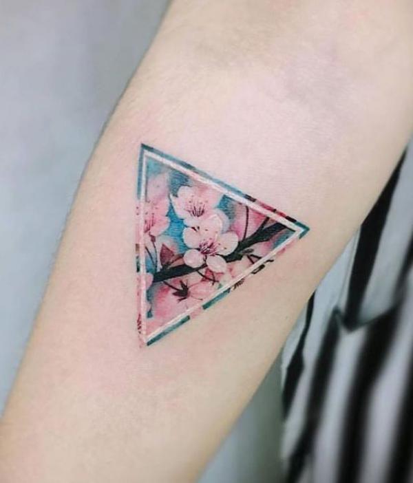 Cherry blossom triangle tattoo