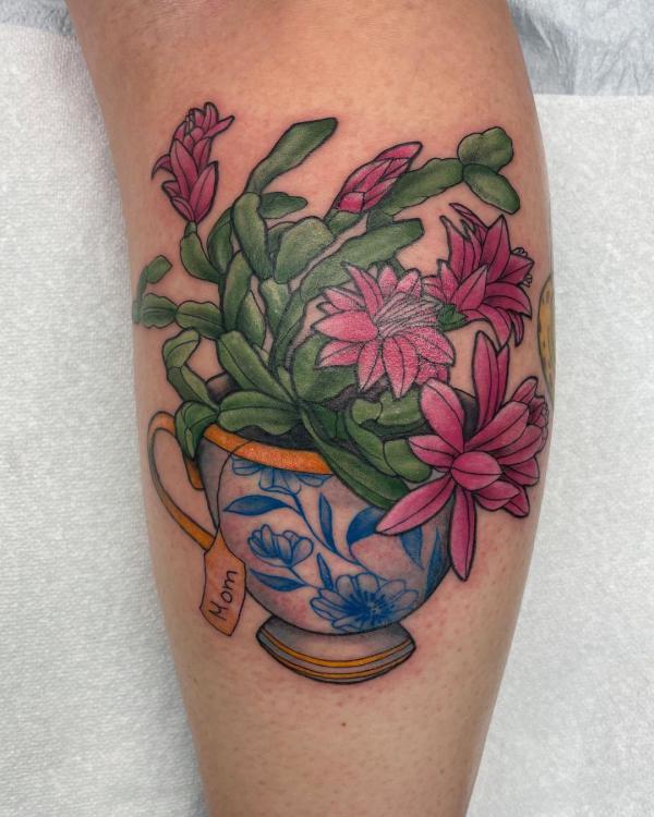 Christmas cactus tattoo