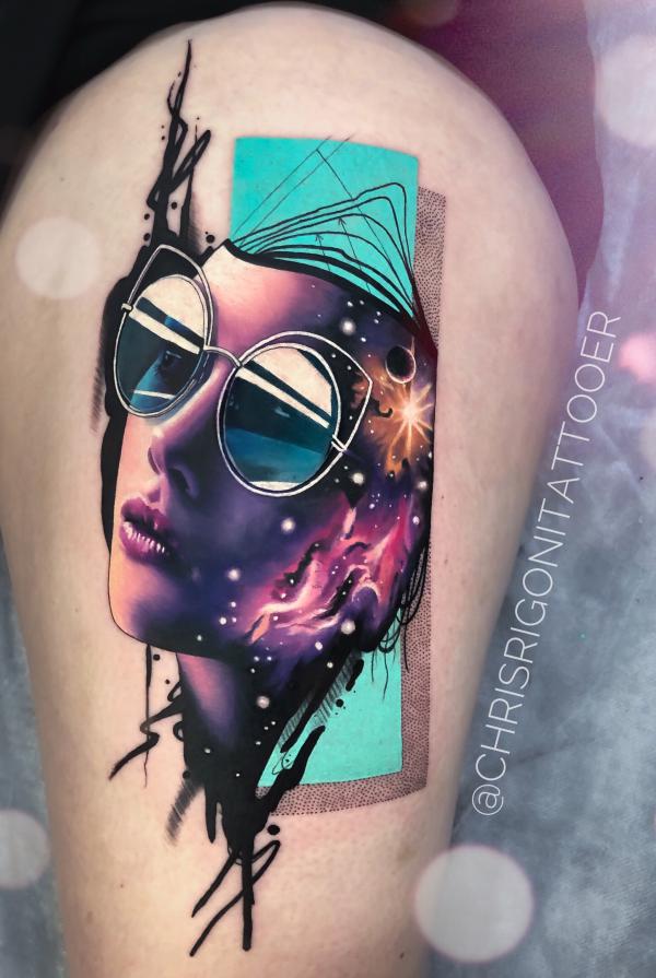 Cool galaxy girl tattoo