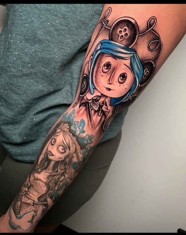 Coraline and Sally tattoo
