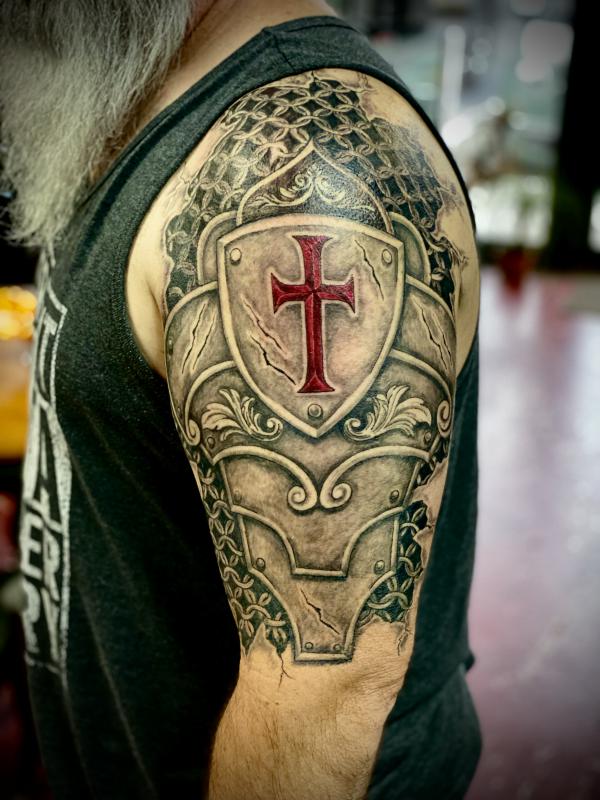 ArtStation - Armor tattoo full sleeve viking theme