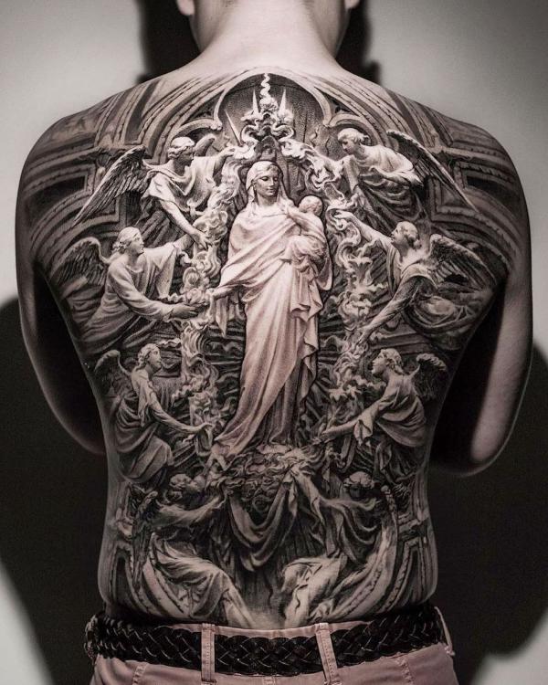 Doors of Milan Duomo Tattoo full back