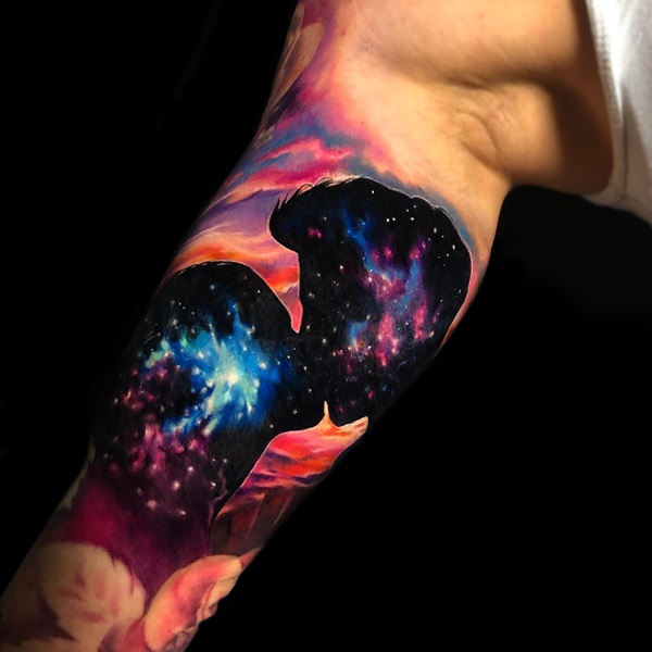 Galaxy and Nebulae bicep tattoo