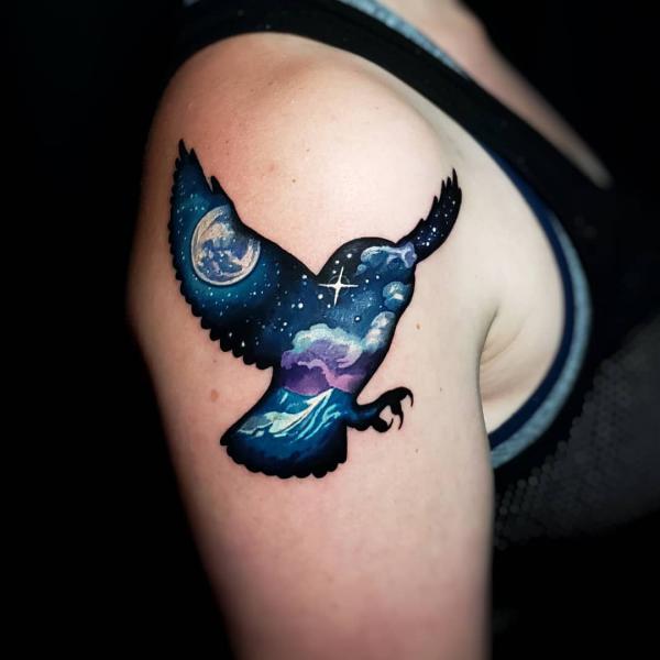 Galaxy eagle tattoo