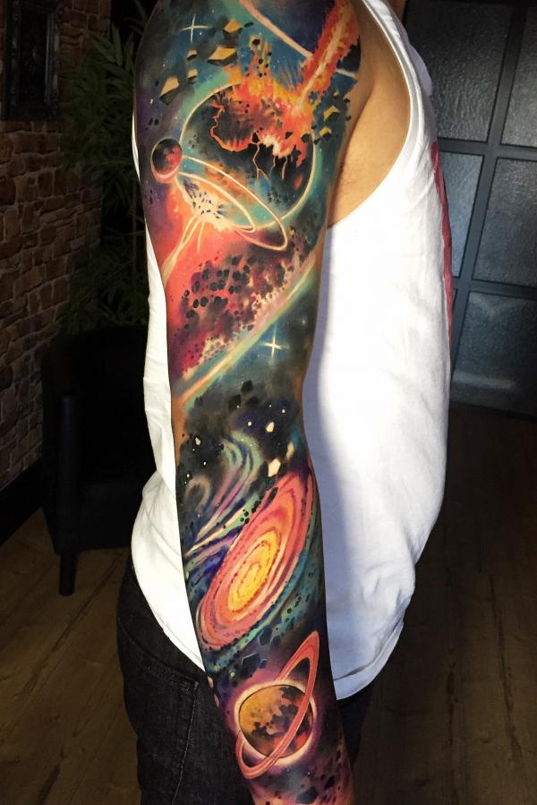 Galaxy full sleeve tattoo