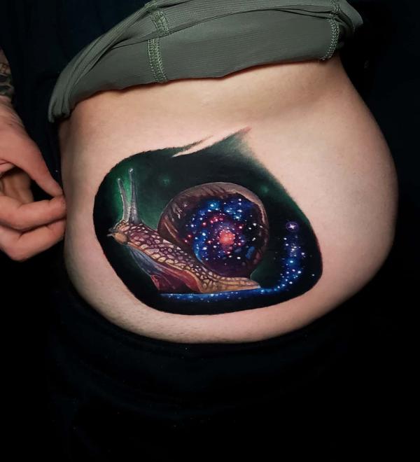 Galaxy snail tattoo