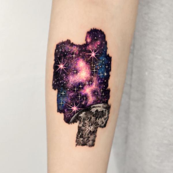 Galaxy with stars tattoo