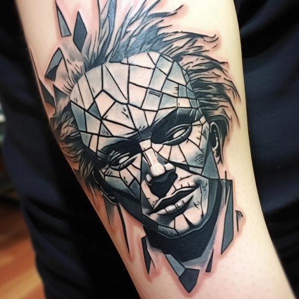 Geometric Michael Myers portrait tattoo