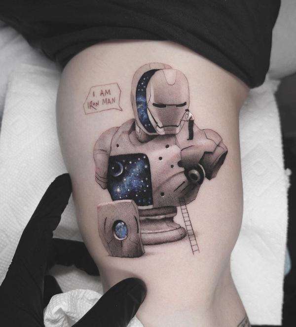 Ironman with galaxy tattoo