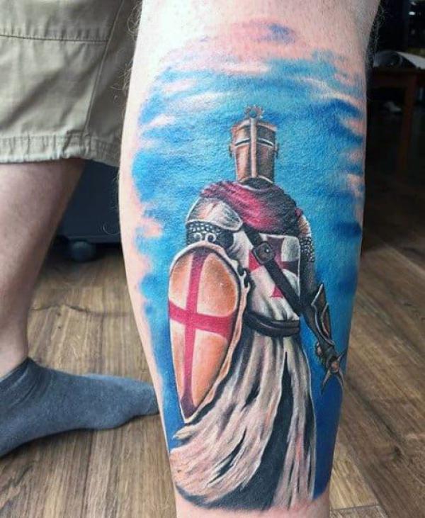 Knights Templar on watercolor backdrop