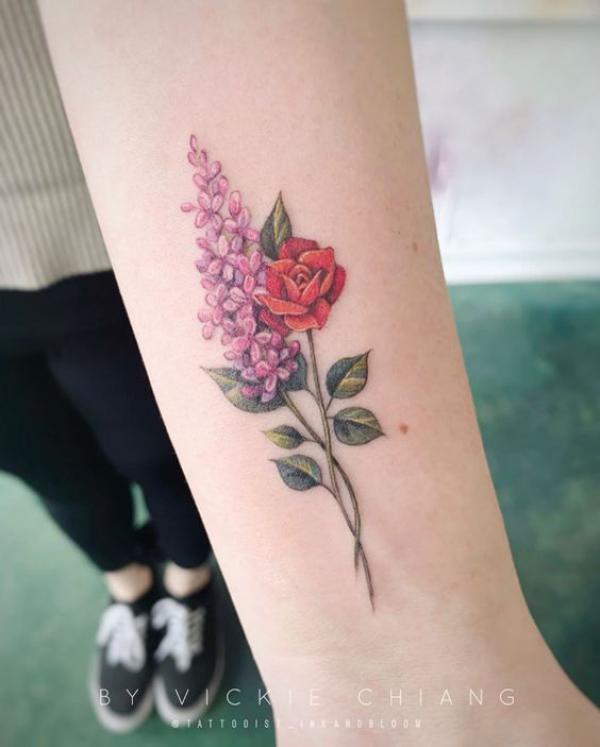 Lilac and rose tattoo