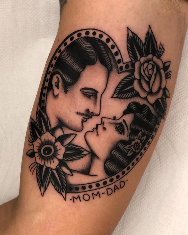 Lover photo frame tattoo
