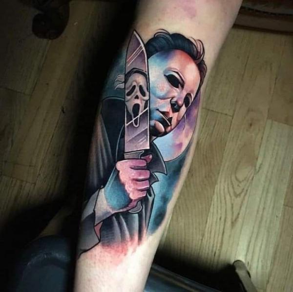 Michael Myers and Halloween knife tattoo