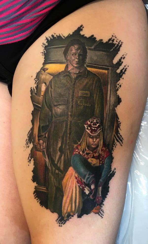 Michael Myers and his female victim