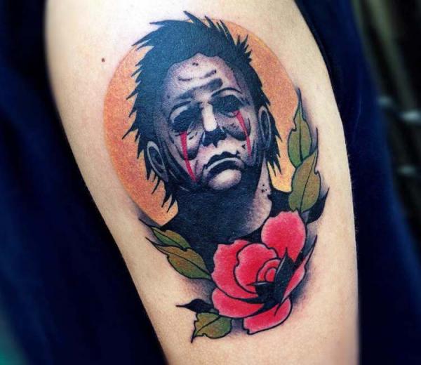 Michael Myers with rose tattoo