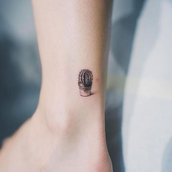 Minimalist cactus tattoo