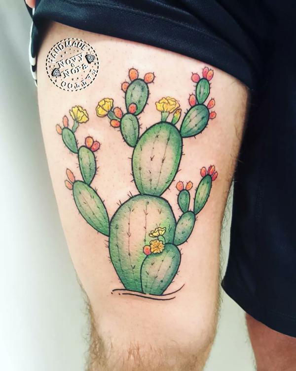Prickly pear cactus tattoo