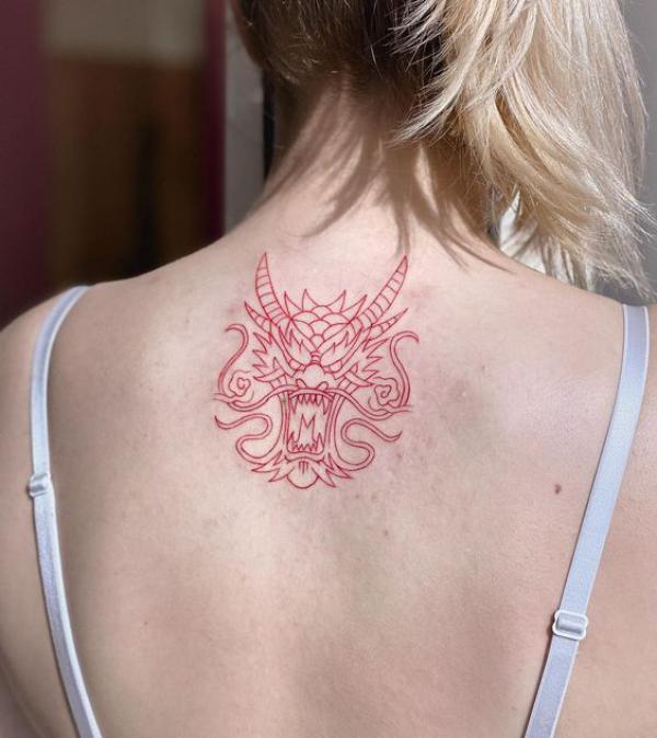 Red dragon head outline