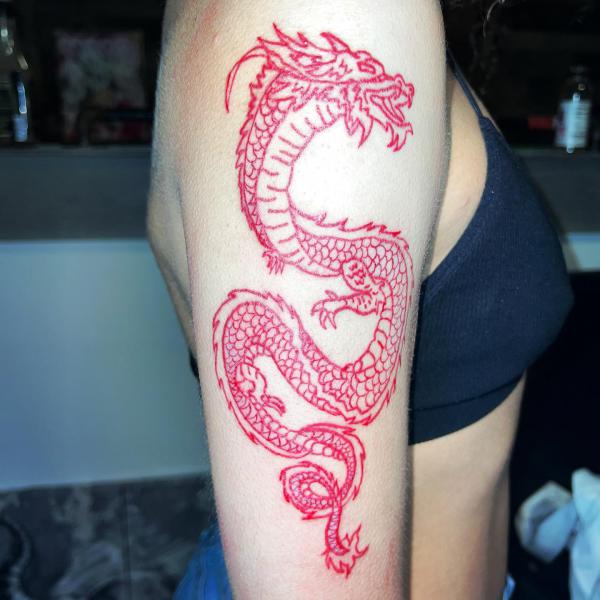 Red dragon tattoo sleeve