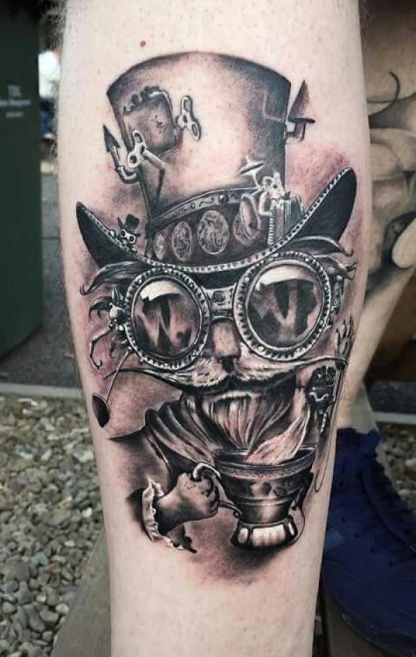 Steampunk Cheshire Cat tattoo