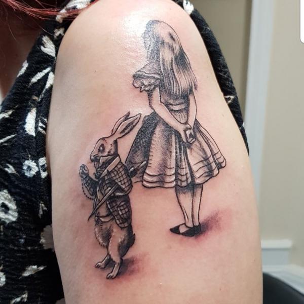 The white rabbit and Alice tattoo