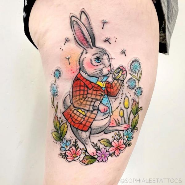 The white rabbit and dandelion