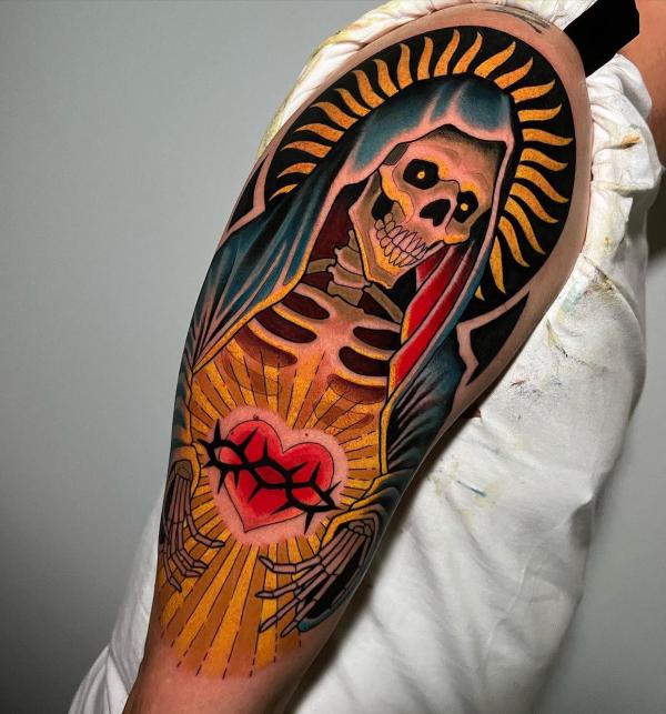 Virgin Mary santa muerte tattoo